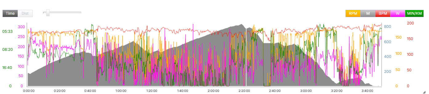 Gráfico de rendimiento y desnivel Puerto Vallarta Daniela Silva